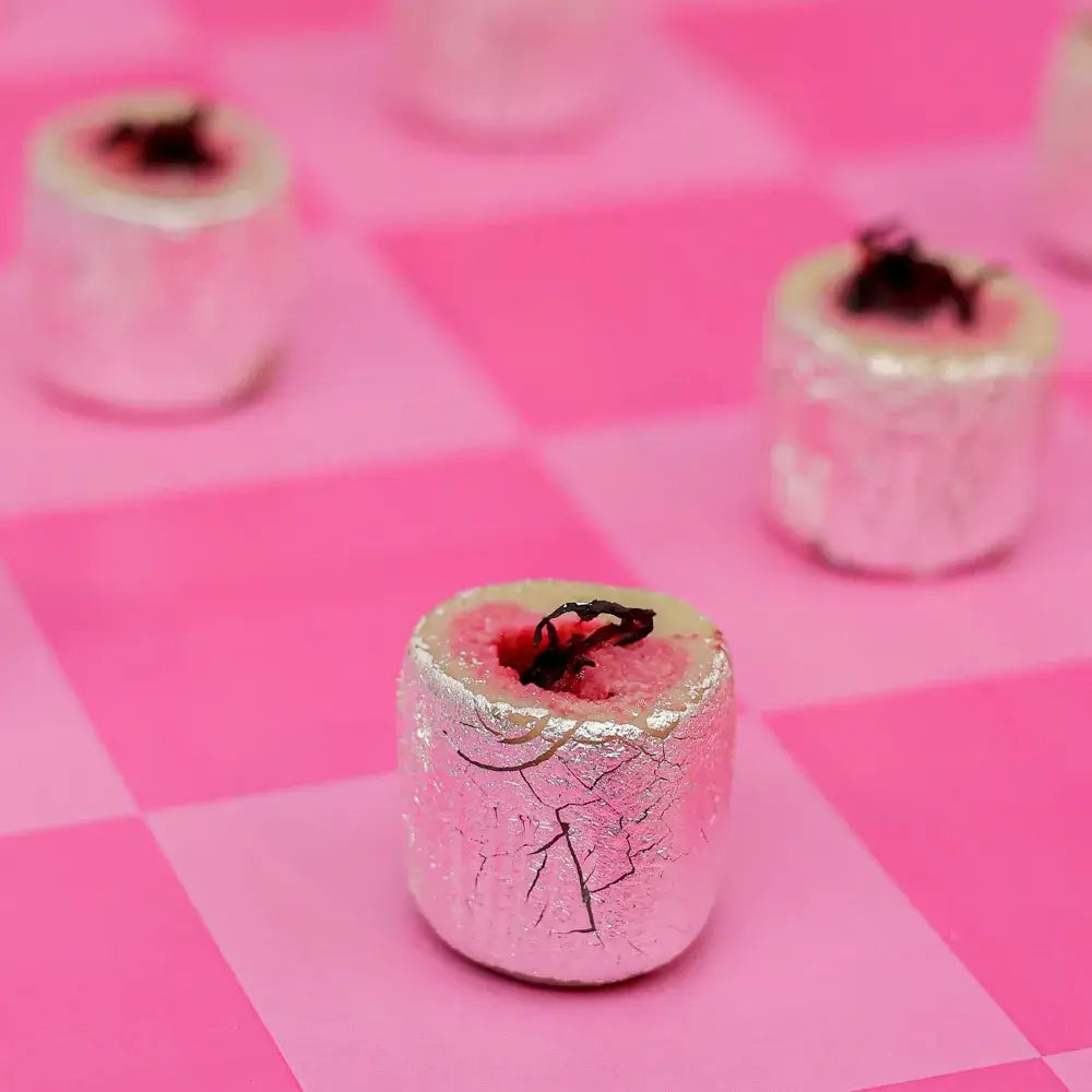 Kaju Gulkand Bahar from the best sweet shop in Surat, elegantly arranged in a purple gift box for diwali sweets online orders.