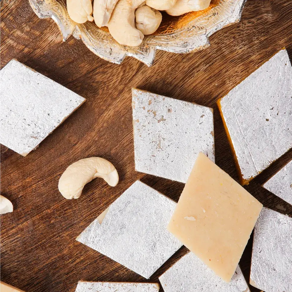 The best kaju katli in Surat, crafted for perfection and available for fast sweets delivery in Surat.