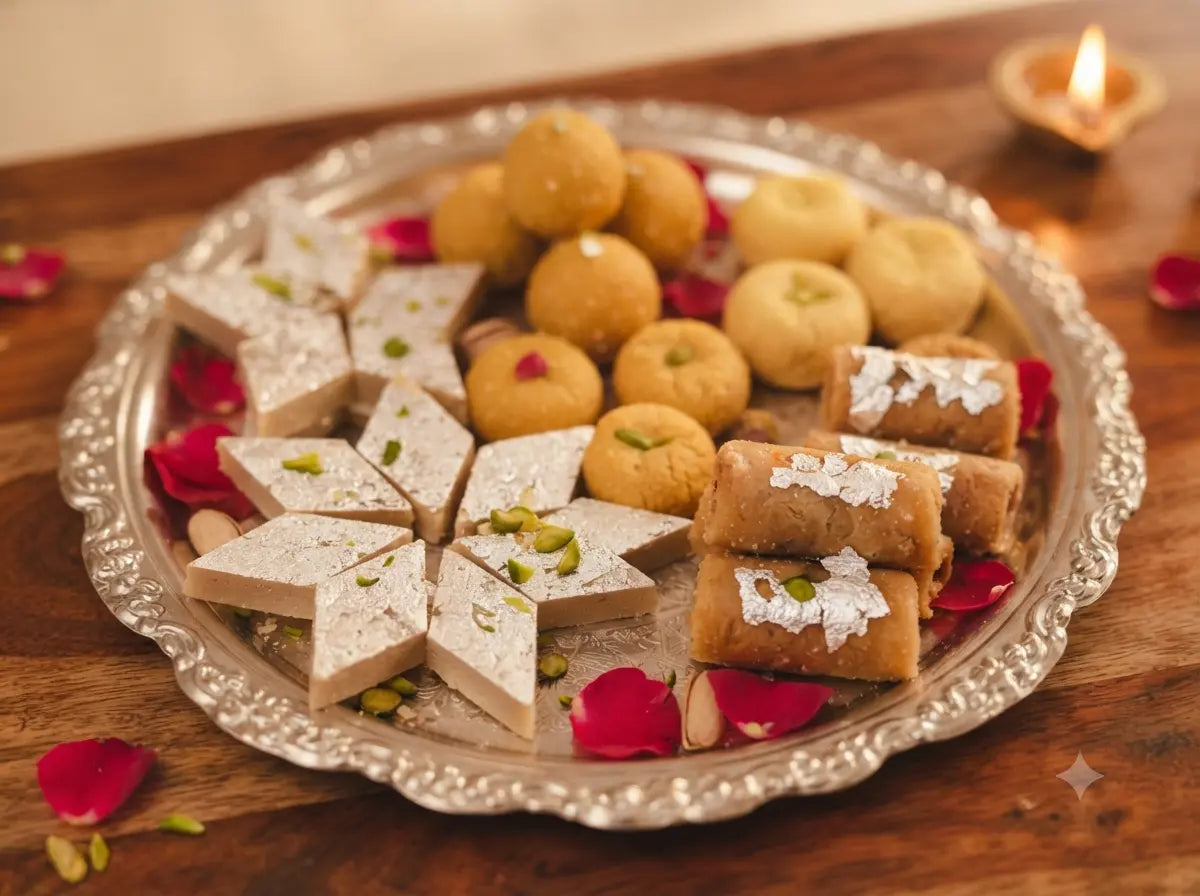 Mithdi Sweets traditional Indian mithai platter for Bhai Dooj gift hampers.