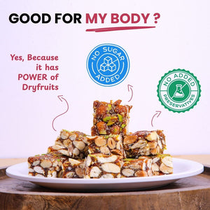 Sugar-free Anjeer Chikki by Mithdi Sweets, made with real dry fruits and no added preservatives.